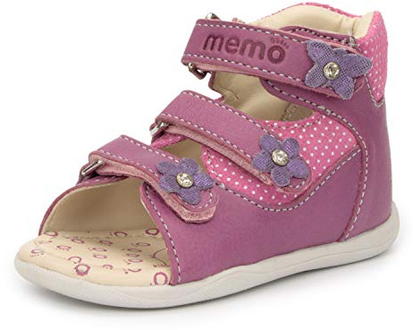 Memo Doris First Walking Orthopedic Ankle Support Natural Leather Sandal, Purple, 3.5 M US Toddler (18 EU)