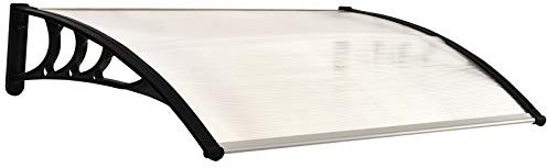 Outsunny Front Door Canopy Outdoor Awning Aluminium Rigid Plastic Polycarbonate Rain Shelter UV Water Rain Resistant 120 x 75cm White