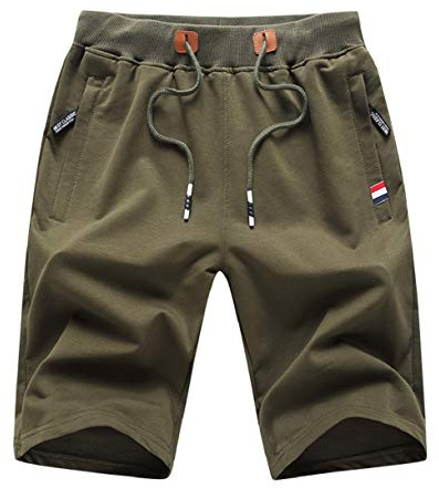 ZOXOZ Bomull Sportshorts för Män, Sommar Träningsshorts med Elastisk Midja och Dragkedjefickor