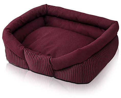PETCUTE Hundebett Katzenbett Orthopädisches Waschbar Katzenkorb Flauschig Hundesofa Hundekissen für Mittlere Kleine Haustier Rot L