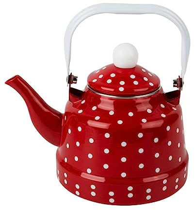 YARNOW Wasserkessel Emaillierter Vintage Emaillekessel Emaille Wasserkocher Kaffeekanne Teekessel mit Hitzebeständig Griff für Zuhause Küche Café Camping Gasherd 1. 1L
