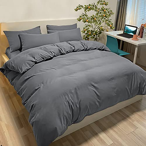 Poligino Funda Nórdica 240x220cm para Cama 150 | 100% Microfibra Hipoalergénica Suave y Transpirable | Certificado Oeko-Tex | con 2 Fundas de Almohada 50x80cm - Gris Oscuro