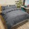 Set Copripiumino Matrimoniale 240x220 CM 2 Federe Monocromatico in Microfibra Grigio Scuro, Morbido ed Ipoallergenico, Inclusa 2 Federa 50x80 cm