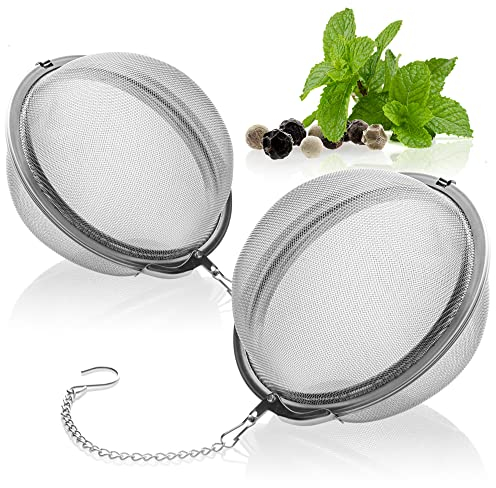 COM-FOUR® 2x Colador de té de acero inoxidable 304 - infúsor de té grande para té suelto - hierbas y especias - filtro (2 piezas - 7,5 cm Ø)