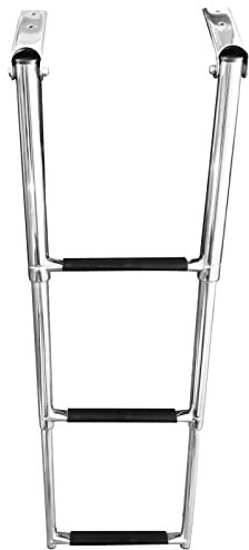 WORHAN Échelle télescopique en Acier Inoxydable de 3 marches Pliable pour Piscine pour Bateau pour Ponton ML200