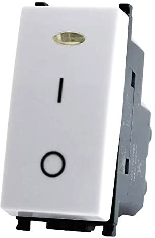 Vetrineinrete® Interruttore bipolare con spia luminosa compatibile con vimar plana pulsante luce 16ax 250vac (Bianco)