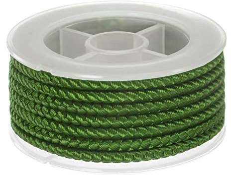 sourcing map Hilo de Nylon, Cuerda de Abalorios de Cordel, Cordón Trenzado Extrafuerte 4mm para Pulseras Joyería Fabricación Bricolaje Artesanía 3,2 M/10,5 Pies, Ejército Verde