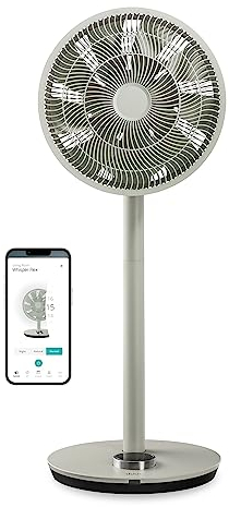 Duux Whisper Flex Smart Standventilator - Steuerung per Fernbedienung & Smartphone - Höhenverstellbar 51-88cm - Leiser Ventilator mit Nachtmodus und Timer - Energieeffizient 2W, Ohne Akku - Sage