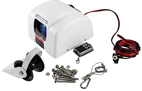 RibasuBB Verricello elettrico, 12 V Electric Windlass Anchor Winch with Wireless Remote Marine Saltwater 25 lbs, 65 ft/min Velocità, adatto per tutte le barche con ancora da 20 lbs