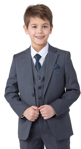 SANDER STELLAN Festlicher Kinderanzug Jungen Anzug Kommunionanzug 6-teilig grau