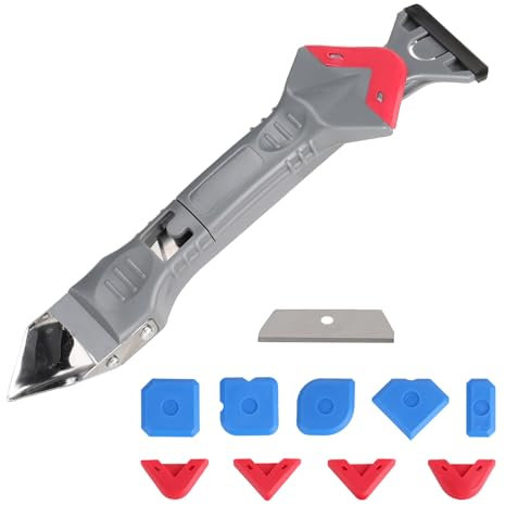 Jasfyee Outil de dissolvant de silicone avec 5 tampons en silicone réutilisables et remplaçables, dissolvant de calfeutrage d'angle de colle pour la maison, la cuisine