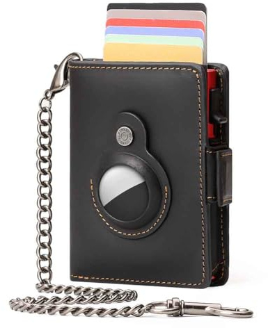 Niaiu 2023 AirTag Geldbörse aus echtem Leder, Geldscheinklammer, RFID-blockierend, minimalistische Geldbörse für Herren, schlanke Aluminium-Halterung, Tasche, Bargeld, Kreditkartenhalter
