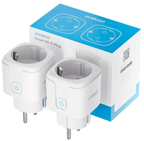 UPXNBOR Enchufe Inteligente, Enchufe Smart Home WiFi de 16A con Medición de Energía, Funciona con Alexa y Google Home, Temporizador y Acceso Remoto por APP,Solo WiFi de 2.4GHz (Paquete de 2)