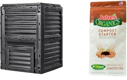 VEVOR Garden Compost Bin 80 Gallon, BPA Free Composter & Jobe's Organics 09926 Fast Acting Fertilizer Compost Starter, 4 Pound