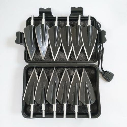 biubiusot Pfeilspitzen Jagdspitzen 12er Pfeilspitze Traditionelle Außen Jagd 150Grain Broadhead für Carbonpfeile Bogen Armbrust