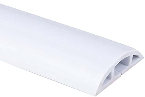 Kabelabdeckung für Boden, selbstklebend, für Spielzimmer, langlebig, weiche PVC-Bodenkabelabdeckung, gebogen, leicht zu schneiden, Bodenkabelmanagement, Kabelhohlraum, 1 x 0,6 cm, Weiß, 3 m