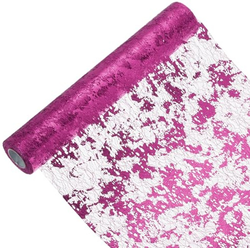 sourcing map Parchemin de Table Rouleau de chemin en maille métallique à paillettes pour mariage, fête d'anniversaire, Noël, Nouvel An, 29 x 274,3 cm, fuchsia