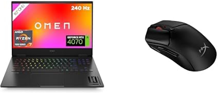 HP Omen Gaming Laptop / 16,1 QHD 240Hz Display / AMD Ryzen 7-7840HS / 32 GB DDR5 / 1 TB SSD / NVIDIA GeForce RTX 4070 / Windows 11 Home / QWERTZ / schwarz / HyperX Pulsefire Haste 2 Wireless Black