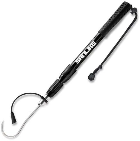 SANLIKE Teleskop Gaff Haken für Süß und Salzwasser Angler | Drei Teleskop Längen, sicherer abdeckbarer Haken, rutschfester Griff, Verlustschutz Lanyard, für alle Salzwasserangeln