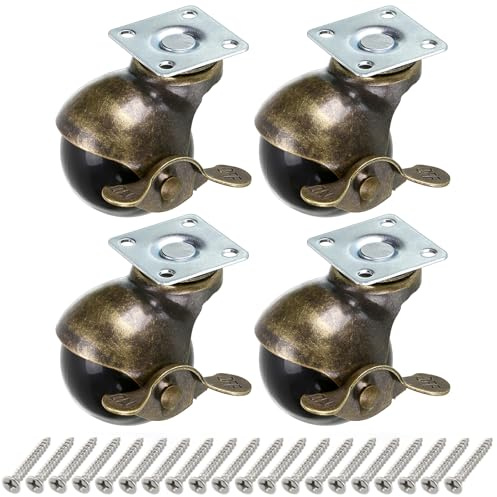 Skelang 50 Mm Bronzekugelrad, 4 Stk. Rollen für Möbel, Abgerundete Kugelrollen mit Bremse, Ersatz für Möbel, Sofas, Stühle, Schränke