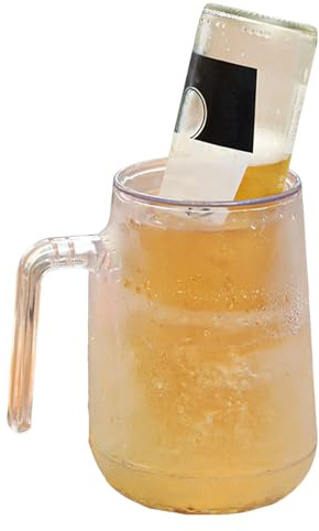 Tazas de cerveza transparentes, vasos de cerveza de doble capa, vasos de cerveza para congelador, tazas de cerveza para congelador, tazas de congelador, taza de hielo congelado, con asa, 300 ml para