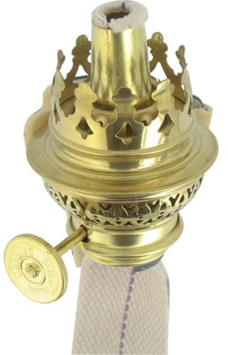 Messing-Brenner, 15 cm, mit Docht und Galerie, Gewindedurchmesser 25 mm, für Petroleumlampen