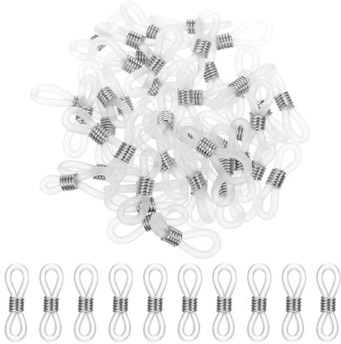 50 Pcs Adjustable Eyeglass Chains Ends Rubber Spectacle End Connectors Anti Slip Rubber Connector Eyeglass Chain Connector Glasses Chain Rubber Loops For Glasses Strap Holder Holder Sunglasses Strap