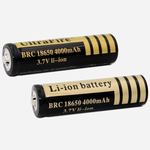 ZWDCVFGK Piles au Lithium Rechargeables 3.7V 4000mAh, Bouton de Grande capacité, pour Lampe de Poche LED, lumières de Secours, appareils électroniques, Etc.,2 pcs
