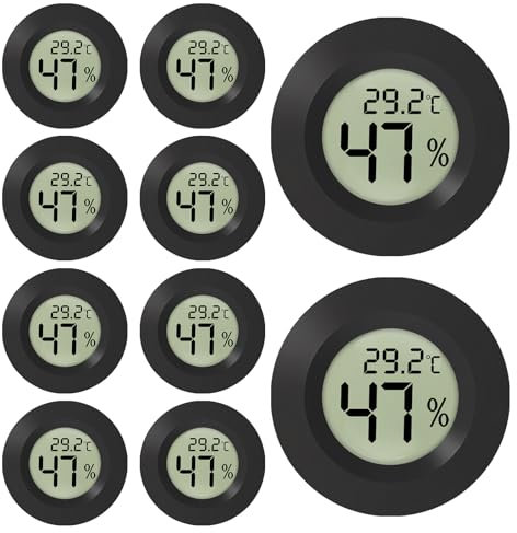 WIYETY Lot de 10 thermomètres hygromètres numériques d'intérieur avec écran LCD et écran LCD, pour la maison, le bureau, la chambre à coucher, rond