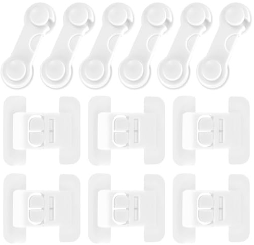 12 Sicurezza per Bambini Cassetti e Ante: 6 Bloccacassetti Baby & 6 Sicurezza Frigo, Serrature di Sicurezza per Mobili Cucina senza Foratura