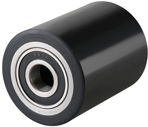 Hubwagen Rolle Polyurethan schwarz 82 x 100 mm, Achse 20 mm - Ersatzrolle inkl. Kugellager