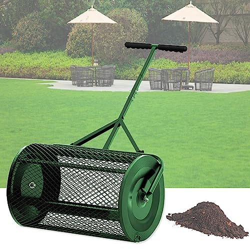 QLSABIA Spandiconcime Multiuso per Semi di Torba con Manico Regolabile e Rullo in Metallo Resistente, spandiconcime antiruggine per piantagione e Semina, 30 cm