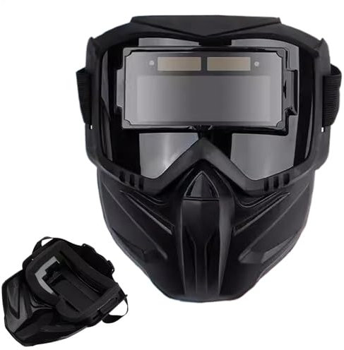 Schweißhelm, abnehmbare große Sicht, automatisches Dimmen, am Kopf montierte Schweißermaske, wärmeisolierend, Anti-Beschlag-Gesichtsschutz, vollständige Abdeckung für Augenschutz, Schwarz