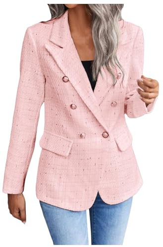 Blazer Elegante Donna, Giacca Elegante Casual Giacca da Abito Blazer Leggero E Sottile Elegante Manica 3/4 a Aperto Casual Scollo Risvolto Classico Giacca Mezza Stagione Donna Primaverile Elegante