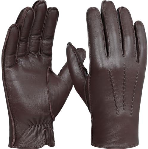 GSG SINCE 1998 Gefütterte Herren Lederhandschuhe aus Lammleder | Winterwarm mit Wollmix-Futter; chromfrei gegerbt, weich und griffig, Touchscreen-kompatibel für Auto, Business und Alltag