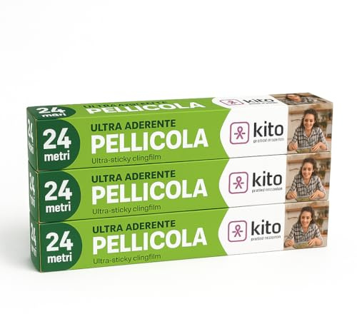 Pellicola Ultra Aderente 24 Metri – Confezione da 3 o 6 Rotoli | Pellicola Trasparente per Alimenti, Alta Aderenza, Ideale per Cucina e Conservazione (3)