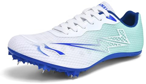 sekiueo Zapatillas De Atletismo con Clavos para Hombre Ligeras para Carreras De Velocidad Saltos Y Niños Y Niñas,Azul,33 EU