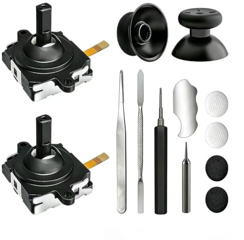 Joystick Replacement Kit for Meta Quest 3 Controllers – 2× Analog Thumb Sticks + 4× Thumbstick Caps with Tools – Compatible Quest 3 Accessories for Left/Right Controller Repair