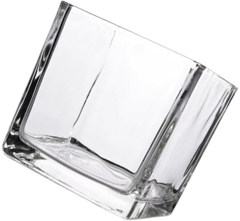 HIAKDOFT Jarrón Cuadrado de Vidrio Transparente Florero Hidropónico Moderno para Decoración de Hogar y Oficina Maceta Decorativa Resistente para Plantas y Flores