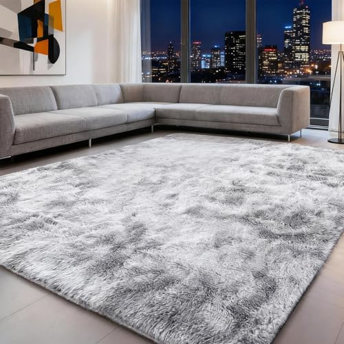YushengTai 80x160 cm, Tappeto Morbido per Soggiorno e Camera da Letto, Tappeto Rettangolare Moderno con Base Antiscivolo per Interni(Tie-Dye Grigio chiaro)