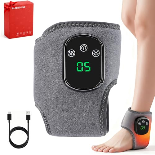 Massaggiatore per Piedi, Ricaricabili Foot Massagers con 5 Livelli di Riscaldamento e 3 Modalità di Vibrazione 3 In 1 Massaggiatore Piedi e Caviglie, Allevia Gonfiore Caviglie