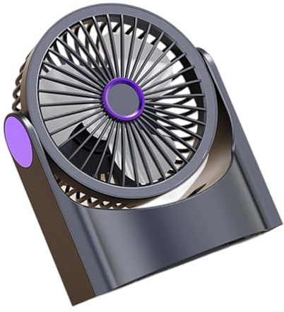 PENCHEAK Ventilador silencioso y potente con luz de circulación de aire, batería recargable, textura ABS, para dormitorio, oficina y escuela, refrigeración LED de bajo consumo