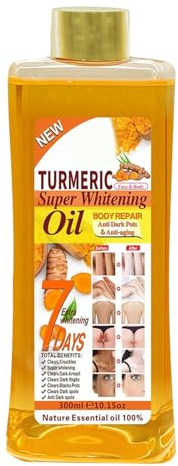Siero Viso all’Olio di Curcuma 300ml | Olio da Massaggio al Curcuma Illuminante & Rassodante | Oĺio Corpo con Vitamina C, Nutriente per Tutti i Tipi di Pelle
