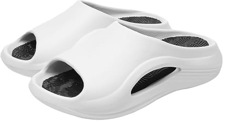 Pantofole da donna e uomo, ultra morbide, comode, super morbide, antiscivolo, Cloud, unisex, con suola spessa, open toe, ciabatte da bagno, per interni ed esterni, bianco, 36