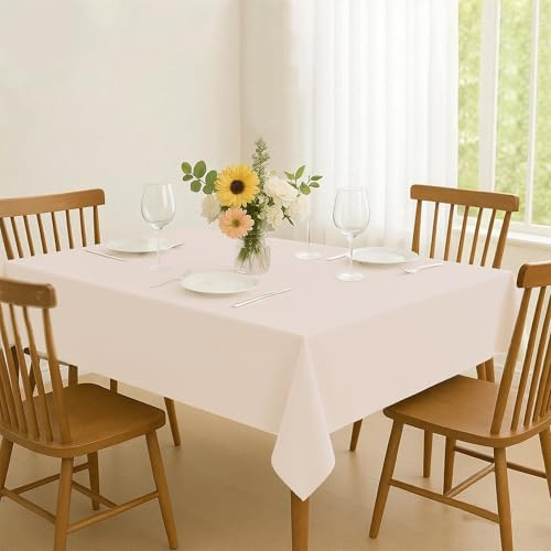 Mewodye Tischdecke Tafeldecke Fleckschutz Abwaschbar 100x150 cm Elfenbein | Tischdecke leinenoptik,wachstuchTischdecke,bügelfrei,tisch decken,table cloth waterproof，Tischdecke stoff