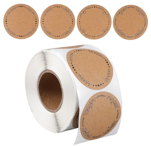 500 Stück Kraftpapier Aufkleber Zum Beschriften, 5cm Selbstklebend Marmeladengläser Etiketten, Runde Geschenkaufkleber, Etiketten Sticker, für Küchengewürzgläser Geschenktüten Umschläge Handgefertigt