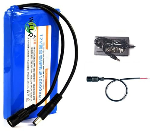 WILLQ 12 Volts Polymer Lithium Ion Battery Pack DC 12V 6Ah 8Ah 10Ah 12Ah 16Ah 20Ah Rechargeable Li-Po Battery,N/Light,10000mAh