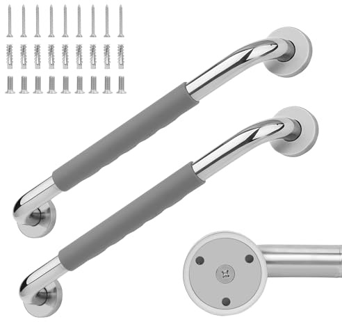 MrHAND Shower Grab Bar for Senior, 16 Inch 2 Pack, Anti-Slip Silicone Grip