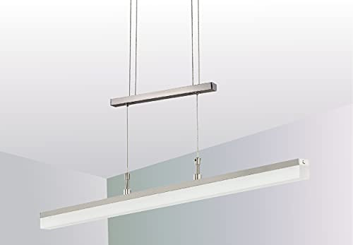 Trango 2014-012A Design stufenlos dimmbare & höhenverstellbare Pendelleuchte *WOW* Edelstahl-Optik - 850mm Lang inkl. 1x 20 Watt LED Modul 3000K warmweiß Esstischleuchte - Hängelampe – Deckenleuchte