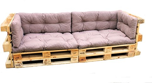Rattani Kissen, Polster für Palettensofa, Europaletten, Palettenpolster, Palettenkissen Set 6 teilig, Fb. dunkel grau